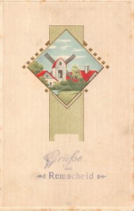 Germany 1910 Gruesse aus Remscheid Windmill embossed vintage postcard
