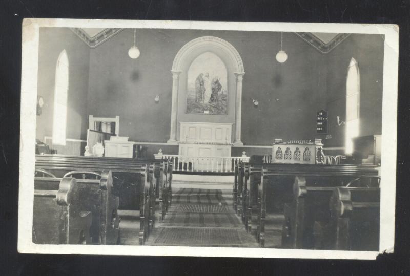 RPPC BAY MISSOURI BAPTIST CHURCH INTERIOR VINTAGE REAL PHOTO POSTCARD MO.