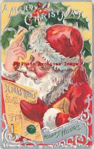 Christmas, Nash No 3, Red Suit Santa Smoking Pipe Reading Xmas News