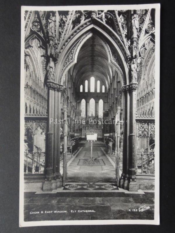 Cambridgeshire: Ely Cathedral Choir & East Window - Old RP PC by Walter Scott