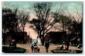 King Square Looking West St. John New Brunswick Canada, Fountain View Postcard