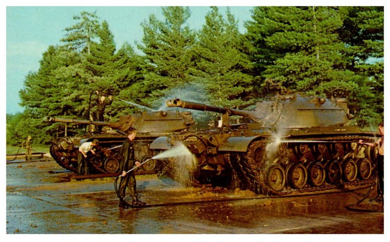 M 48 Patton Tanks being washed