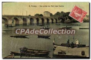 Old Postcard Poissy View from the Yacht Harbor