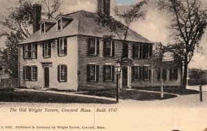 Vintage Postcard 1910s The Old Wright Tavern Concord Built 1747 MA Massachusetts