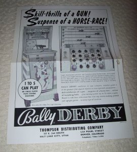 DERBY RIFLE HORSE RACE GUN FLYER Retro Vintage Art Promo 1960