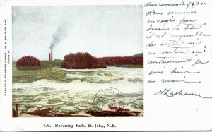 Postcard NB Saint John Reversing Falls Factory Chimneys UDB 1905 K43