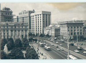 old rppc OLD BUSES BESIDE BUILDINGS Moscow - Mockba Russia HM1685