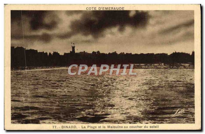 Old Postcard Cote d & # 39Emeraude Dinard The Beach And The Malouine at Sunset