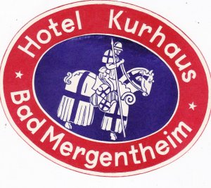 Germany Bad Mergentheim Hotel Kurhaus Vintage Luggage Label sk2024