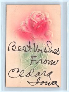 Best Wishes From ELDORA, IA Iowa ~ Embossed ROSE  c1910s Hardin County Postcard