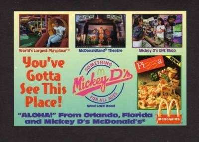 Fl Mcdonald S Restaurant Mickey D S Orlando Florida Pc Hippostcard