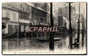 Old Postcard Paris Floods From Street Saint Charles