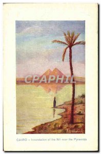 Postcard Old Cairo Flood Of The Nile Near The Pyramids