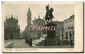 Old Postcard Torino Monumento Emanuele Filiberto