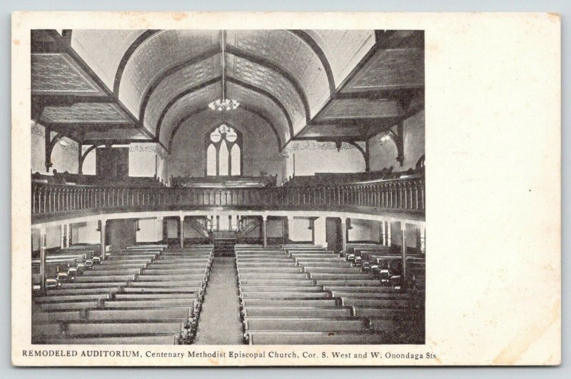 Syracuse NY~Centenary Methodist Episcopal Church~Auditorium~Balcony~1908 PC 