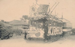 Japanese 1908 Tokyo Railways Tram Great White Fleet Military Transport Postcard