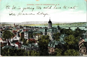 General View Fredericton NB WOF Souvenir Mailing Card Antique 1c Canada Stamp PM 