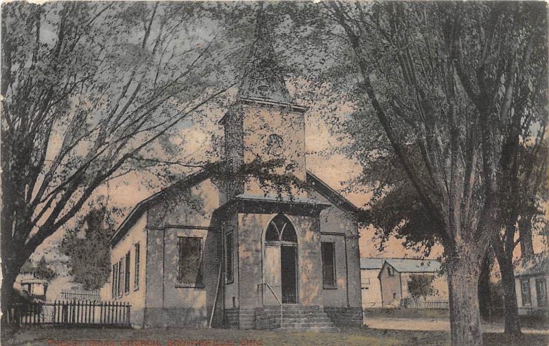 E15/ Brownsville Licking County Ohio Postcard c1910 Presbyterian Church 1