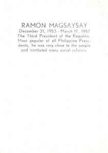 Ramon Magsaysay Third President of the Republic of Philippines Non Postcard B...