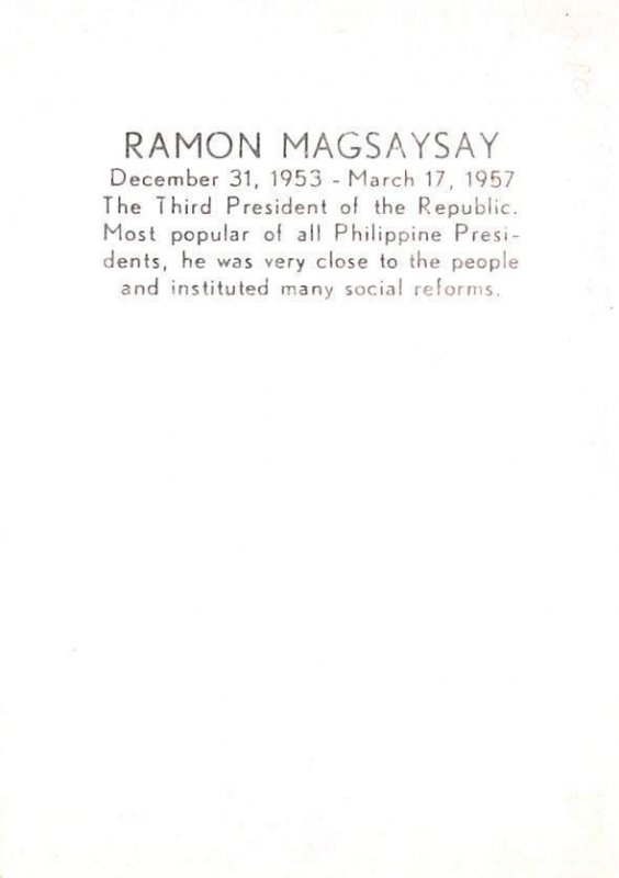 Ramon Magsaysay Third President of the Republic of Philippines Non Postcard B...