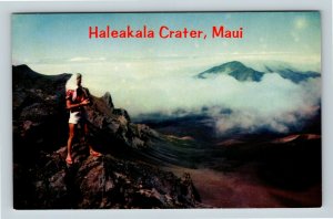 Maui HI, Haleakala Crater, Volcano, Chrome Hawaii Postcard 