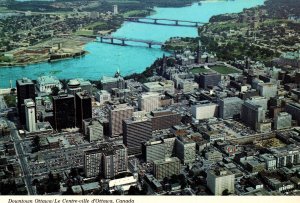 CONTINENTAL SIZE POSTCARD AERIAL VIEW OF DOWNTOWN OTTAWA CANADA 1970s