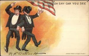 RF Outcault - Patriotic Drunks Sing OH SAY CAN YOU SEE c1905 Postcard