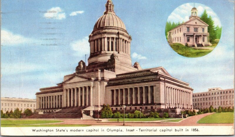 Washington State Capitol Olympia Territorial Capitol Postcard PM Tacoma WA WOB 