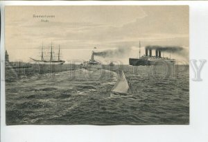 460359 GERMANY Bremen harbor liner and yachts Vintage postcard