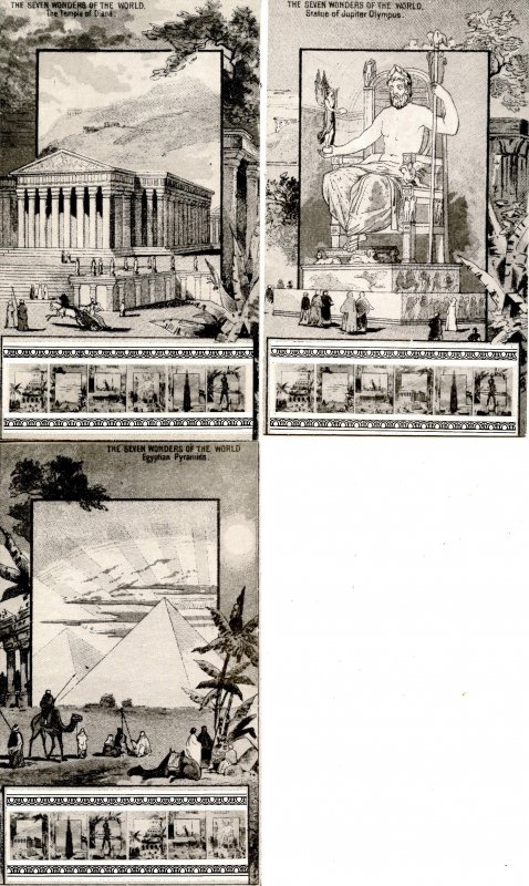 Complete Set of 7 Postcards (B&W): Seven Wonders of the World