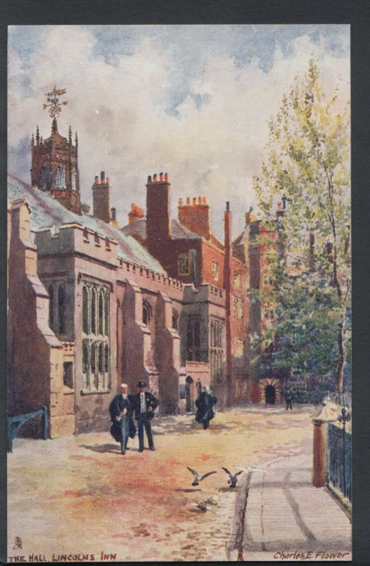 London Postcard - The Hall, Lincoln's Inn - Artist Charles.E.Flower    RS7635