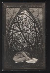 101582 ART NOUVEAU Nude WITCH Forest by FIDUS vintage RARE PC