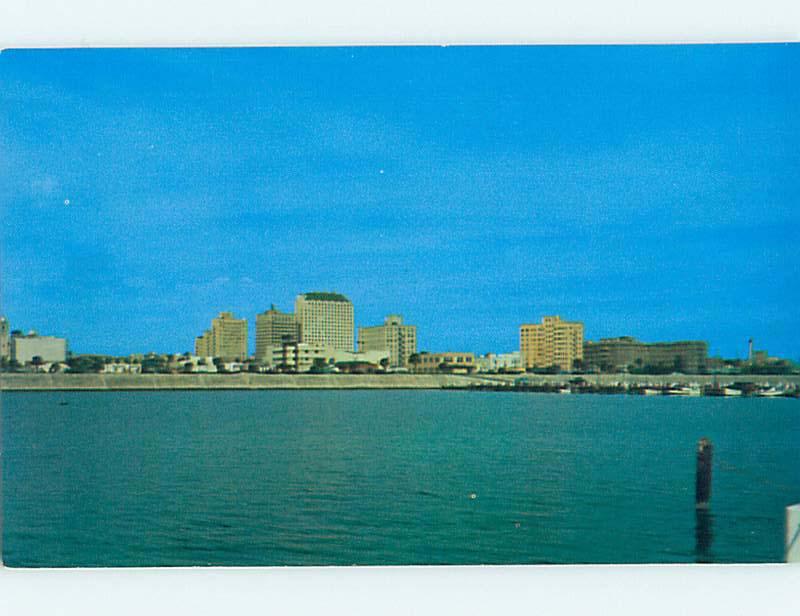 Unused 1950's SEA WALL AND CITY SKYLINE Corpus Christi Texas TX Q8324