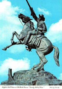 CONTINENTAL SIZE POSTCARD BUFFALO BILL STATUE AT THE COWBOY HALL OF FAME