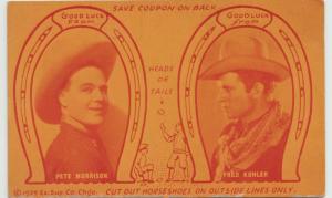 COWBOY PETE MORRISON FRED KOHLER ARCADE CARD 1929 RARE  LUCKY HORSESHOE exhibit 