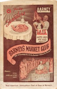 F90/ Chicago Illinois Postcard c1910 Barney's Market Club Restaurant