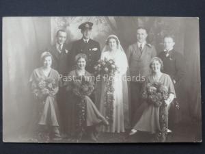 Ashton under Lyne  WW1 Wedding Portrait SOLDIER BRIDE & GROOM & Family c1918 RP