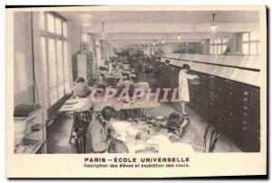 Paris Universal School Old Postcard students Registration and shipping course...