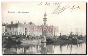 Old Postcard Ostend Belgium Yacht Basins