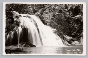 Turner Falls Oklahoma, Highway No 77, Davis OK RPPC Photo Postcard  P10