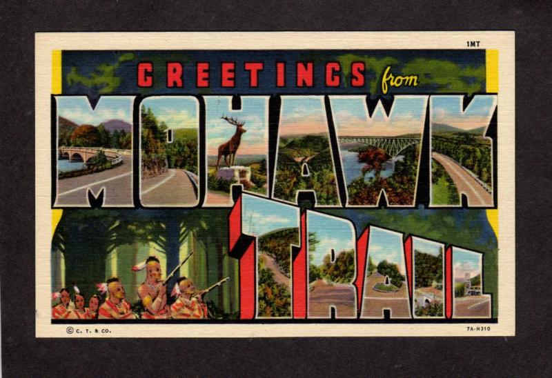 MA Greetings From Mohawk Valley Mass Massachusetts Linen Large Letter Postcard