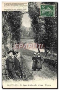 Old Postcard In Auvergne In The Way Hollow L & # 39attente Folklore