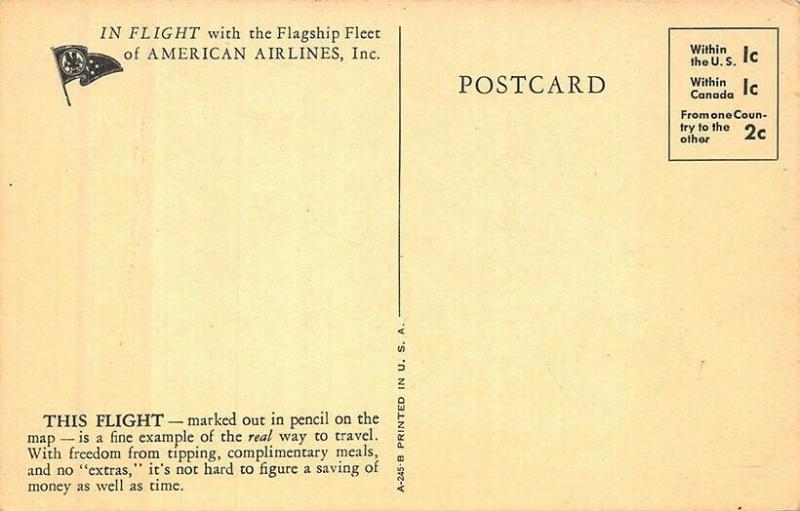 This is MY TRIP on  American Airlines Postcard