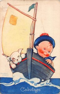 Children Cabotage Sailor Boy Humanized Dog Art Beatrice Mallet postcard B929