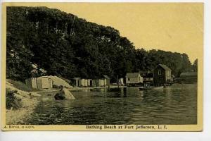 Port Jefferson LI NY Bathing Beach Postcard 