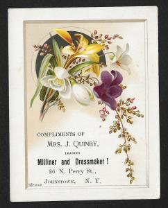 VICTORIAN TRADE CARD Mrs Quinby Milliner & Dressmaker