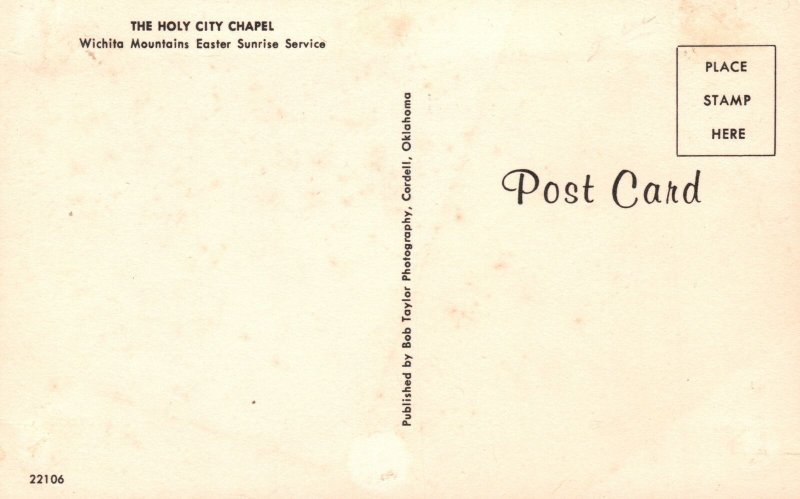 Vintage Postcard Holy City Chapel Wichita Mountains Easter Sunrise Service OK 