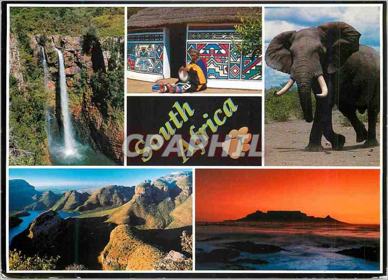 Postcard Modern South Africa Mac Mac Falls Ndebele Woman Elephant Blyde Canyo...