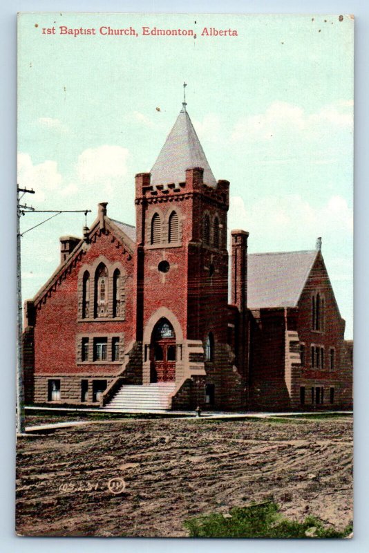 Edmonton Alberta Canada Postcard First Baptist Church c1905 Antique