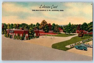 Jackson Tennessee TN Postcard Lakeview Court Exterior Roadside 1940's Vintage